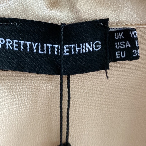 PrettyLittle Thing Petite Champagne Satin Fitted Blazer, Size 8, NWT - Picture 6 of 9